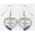 Birthstone Heart & Cross Earrings (Sapphire/September)